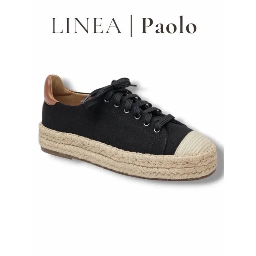 Linea Paolo Women’s Silva Espadrille Sneakers in the Size 9.5 in Black/Cognac
